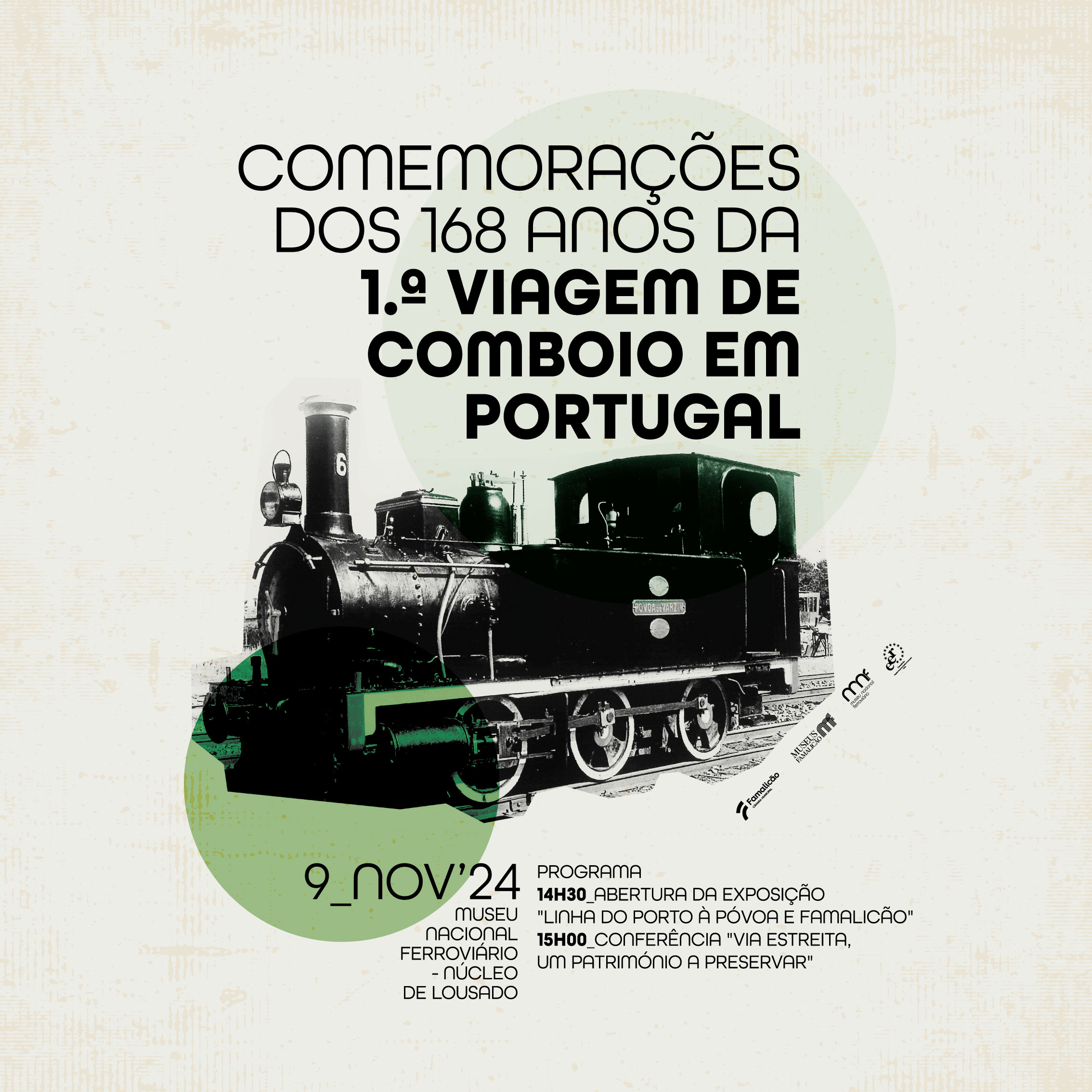 Cartaz comemorações dos 168 anos da primeira viagem de comboio em Portugal